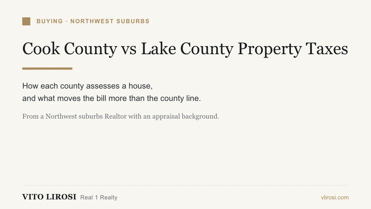 Cook County vs Lake County property taxes for Northwest suburbs home buyers, explained by a local Realtor
