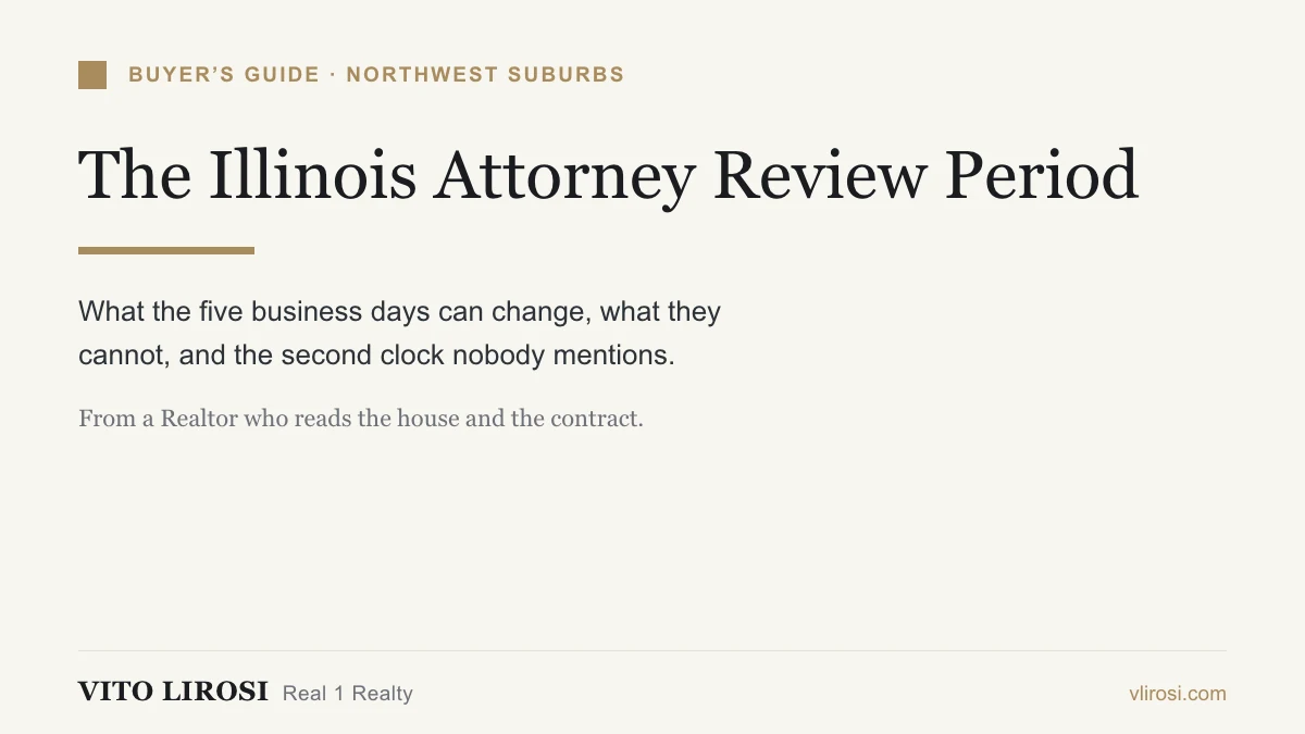 Illinois attorney review period buyer timeline, explained by a Northwest suburbs Realtor and licensed home inspector